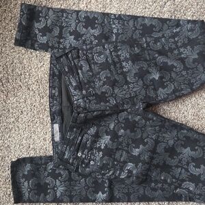 AG Skinny Black On Black Print Jeans 26R